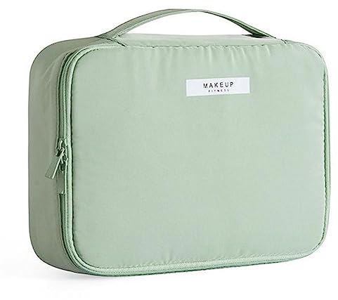 Aucuu Trousse de Maquillage Femme, Grande Trousse À Cosmétiques, Trousse De Maquillage Portable, Sac À Cosmétiques À Glissière, Trousse De Maquillage De Voyage pour Femmes Et Filles (Vert)