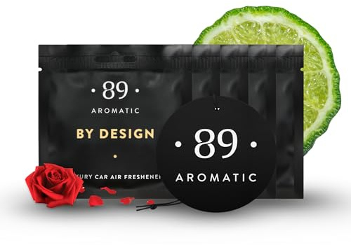 Aromatic • 89 • Lyxigt papper luftfräschare 5-pack – fräsch, citrusliknande bergamottdoft, hängande doftkort, doftträd för bil och hus, luktborttagare, upp till 100 dagars fräsch premiumdoft