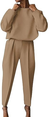Cocila Mallas Tenis Mujer Conjunto Informal De Dos Piezas De Manga Larga De Color Sólido Suelto para Mujer De Otoño E Invierno Pantalones Mujer Talla Ropa Mujer Verano 2024