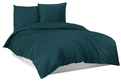 Mixibaby Flanell Feinbiber-Bettwäsche aus 100% Baumwolle - 4 Größen, Größe:135 x 200 cm, Farbe:Petrol