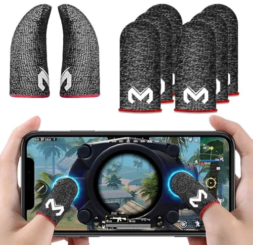 8 Pcs Dedales para Jugar al Movil Transpirable Gaming Disparos sensibles al Sudor para Cuchillos para Android y iOS, PUBG Mobile Game Finger Sleeve, Anti-Sudor Pantalla táctil de Dedo Manga