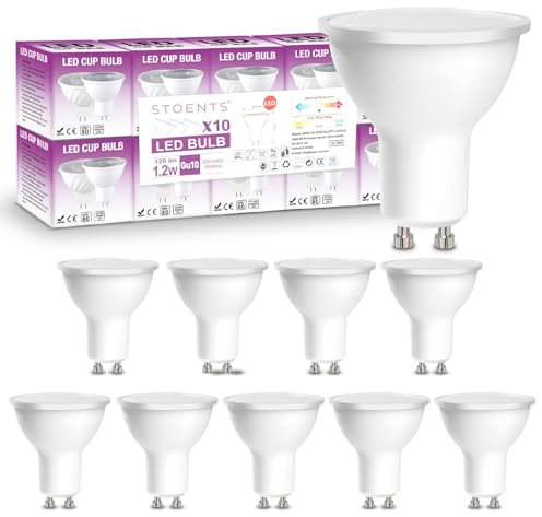 10x 1.2W GU10 LED TOMI Warm White 3000K 105lm Lumens Equvilent 10W LED Light Bulb Downlight Spotlight Lighting Lamps Non Dimmable [Energy Class F]