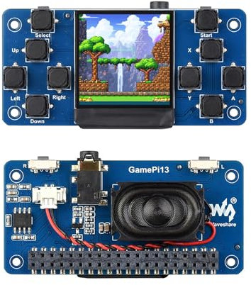 GamePi13 Game Console for Raspberry Pi Onboard 1.3 Inch LCD 240 x 240 Resolution, ST7789 Driver Chip, SPI Communication, 12 Customizable Buttons, 3D Visual Effect, IPS Display for Retro Gaming