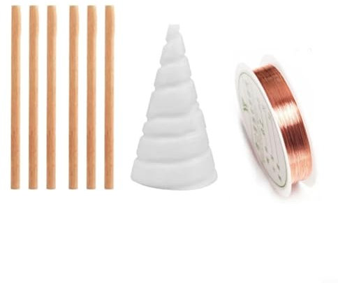 Fauhapyway Bobina de alambre de cobre puro para plantas, electrocultura, jardinería, antena, kit de fabricación con estacas de madera, juego de soporte para plantas de jardín (pequeño)