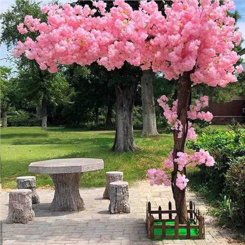 ZADODFESNH Cherry Blossom Tree Artificial Japanese Cherry Blossom Trees Decor Faux Pink Artificial Flowers Handmade Fake Indoor Outdoor Home Office Party Wedding,A,181x151cm/5.9x4.9ft
