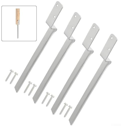 babominimer Lot de 5 manchons d'ancrage au sol pour poteau en bois pour balançoire, cabane de jeu et cadre d'escalade en acier galvanisé, antirouille, pas de béton nécessaire, 4 manchons + 8 vis, 5