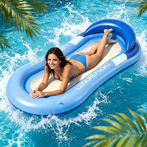 Colchoneta Piscina Adultos, Hamaca de Agua 4 en 1 Flotadores Hinchables para Piscina Hamacas Hinchables Piscinas para Natación Hängematte Flotante para Adultos y Niños, Piscinas y Playas