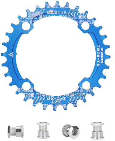 CAOIECYZ Plateau VTT Narrow-Wide BCD 104 mm Bleu 32T Alliage d'aluminium
