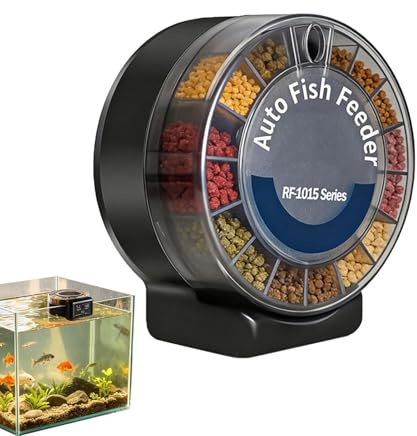 Mangiatoia Automatica per Acquario con Dispensatore di Cibo Ermetico a