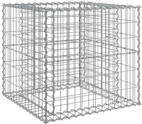 Mokuyary Cesto di gabbioni argento 70x70x65 cm Ferro zincato Gabbie di Pietre, Recinzione da giardino Griglia di Gabion per Esterni, Terrazza, Posteriore Cortile, Prato