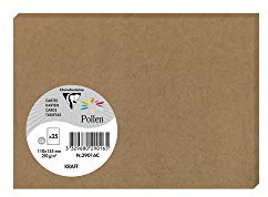 Carte Pollen 110x155, 210 g/m², Kraft naturel, en paquet cellophané de 25