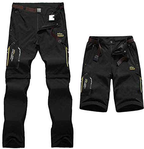 7VSTOHS Mens Zip Off Convertible Quick Dry Hiking Trousers Breathable Lightweight Outdoor Casual Climbing Walking Trousers