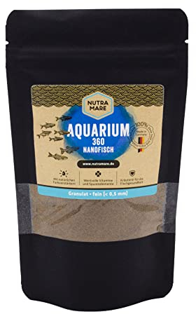 Nutramare Aquarium360 Nanofisch 250ml | Hochwertiges Fischfutter für Minifische, Granulat mit Spirulina
