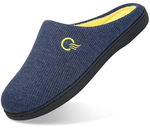 Mishansha Ciabatte Casa Invernali Uomo Pantofole Memory Foam Caldo Comode Antiscivolo Home Scarpe Interno e Esterno Blu 44/45