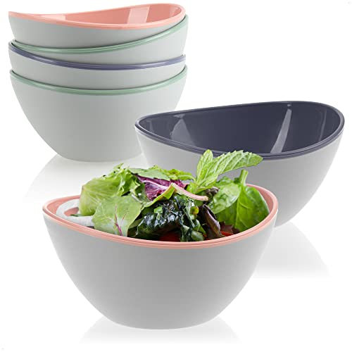 com-four® Juego de 6 Ensaladeras, Tazones Decorativos para Ensaladas, Frutas, Bocadillos y Mucho Más, Cuencos Decorativos Aptos para Lavavajillas