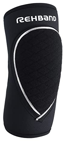 Rehband Ellenbogenschoner Schwarz, Neopren Ellenbogenschutz Handball & Volleyball, Unisex, Farbe:Schwarz, Größe:L