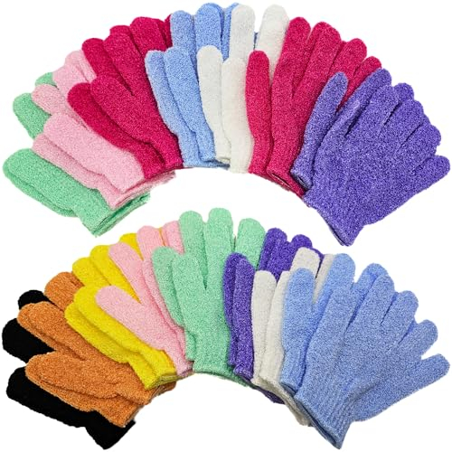 Aisamco 30 Stück Peeling-Handschuhe für die Dusche, 15 Farben, Körperschrubber-Handschuhe, Badehandschuhe, Peeling-Handschuh, Handschuh, Dusche, Spa, Massage, Waschen abgestorbener Haut
