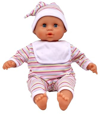 DOLLSWORLD av Peterkin, babydocka 38 cm (15 tum), lyxig mjuk docka med 16 riktiga babyljud! Med sovande ögon, lyxig outfit och napp, dockor och tillbehör, ålder 18 m