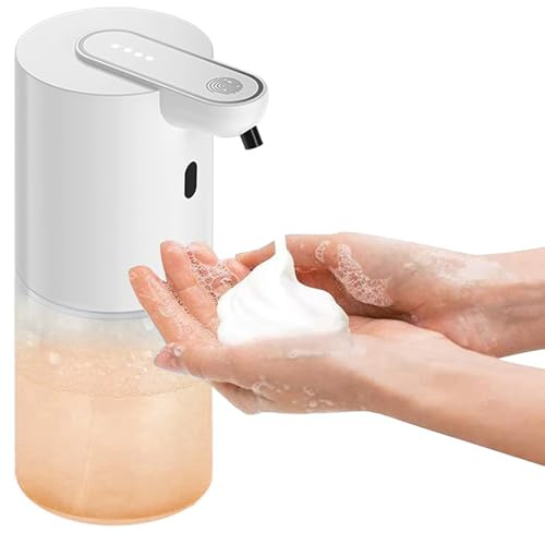 HOHAOO - Dispenser automatico per sapone in schiuma, 400 ml, fissaggio a parete, sensore elettrico No Touch con USB ricaricabile per cucina, ufficio, scuola, hotel, taglia unica