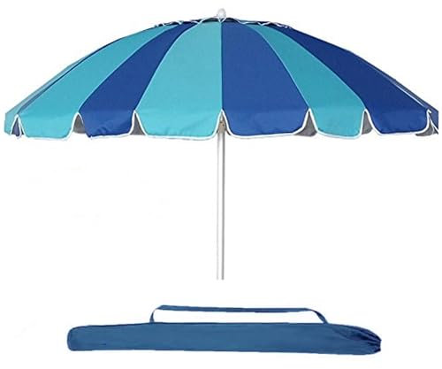 Marvin Ombrellone da Spiaggia Sunbeach Antivento Inclinabile con Borsa Portatile Mare Giardino 220cm e Palo in Alluminio (Blu/Azzurro)