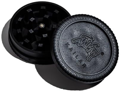 KAiLAR Molinillo de cáñamo ecológico, diámetro 63 mm, 2 piezas con imán, para picar hierbas, especias, tabaco, café, color negro
