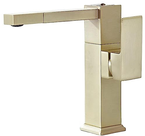 Brushed Gold Basin Hot and Cold Water Faucet, Bathroom Undercounter Basin, Washbasin Can Rotate Natural European