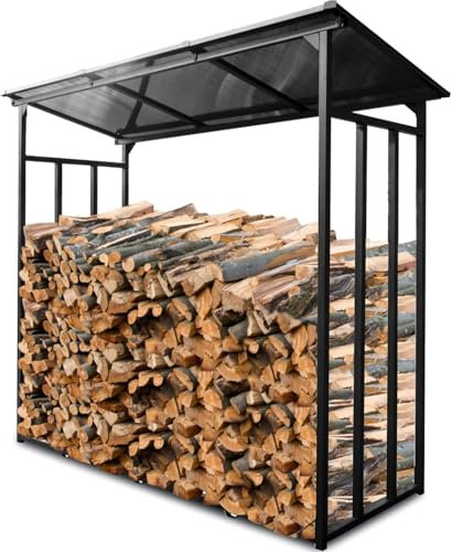 WIELS® Kaminholzregal außen 185x70x185cm, Brennholzregal außen XXL, Metall Kaminholzregal, Garten Kaminholzunterstand 3,3 SRM / 2,3m³ Kaminholzlager, Holzlager (Ohne Wetterschutz, 185x70x185cm)