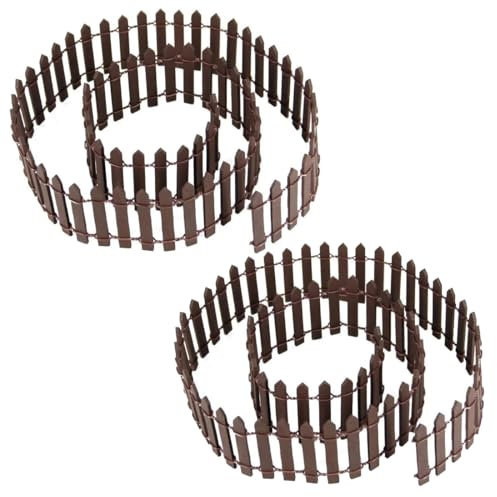 LQIOACU 2 Piezas de valla de madera para jardín, mini valla de jardín, pequeña valla de madera para árbol de Navidad, color marrón