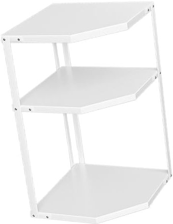 Gonetre Cocina La Pequeña Estante de Esquina Estante de La Esquina en Forma de Ventilador que Ahorra Espacio de Cocina de Acero de Acero de Acero de Carbono Sartenes (3 capas blancas