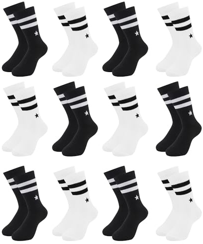 Uizuooy Chaussettes Enfants Garçons Filles Chaussettes de sport Football Coton Unisexe Chaussettes de compression Enfants Respirantes Tennis 12 paires 2888-39_42