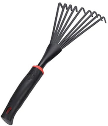 Petit râteau de jardinage, râteau à main en plastique de 33 cm, outils de jardin, râteau de jardin à manche court pour feuilles mortes, cultiver, ameublir, étaler le sol