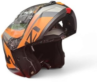 Casco Moto Modular NZI Combi 3 Daily Antracita Naranja HOMOLOGACION 22.06 Talla M
