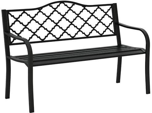 Outsunny Banc de Jardin 2 Places Style Antique 128 x 58,5 x 89 cm Noir