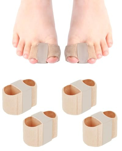 4 PCS Gel Toe Separators,Silicone Bunion Correctors with 2 Elastic Toes Loops,Breathable Toe Spacers for Men Women,Gel Bunion Separator for Toe Pain Relief
