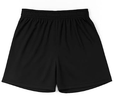 BSBAAA FASHIONS Boys Sports Shorts, Gym Football Training Activewear, Kids School PE Shorts Lightweight Quick Dry Pull-On (Black, 9-10 Years)