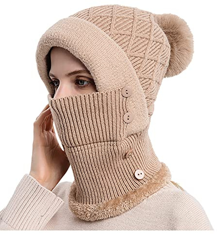 Generisk polishatt för ansiktet av huvan Cold-Proof ridning vinter Cold-Proof integrated kvinnor utomhus haklapp keps pilotmössor, kaki, one size