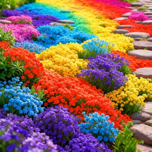 Mixrug Semi di timo rosa striscianti copertura del terreno non OGM Heirloom, 20001+ semi profumati di timo rosa per piantare, tra pietre miliari semi di api tappeto prato e percorso per esterni