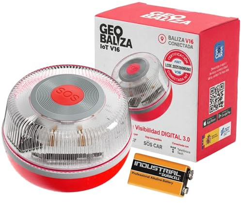 Geobaliza V16 Emergency Light Spain DGT 3.0 Approved with Geolocation - Emergency Beacon for Spain - Car Emergency Light V16 Beacon DGT Approved