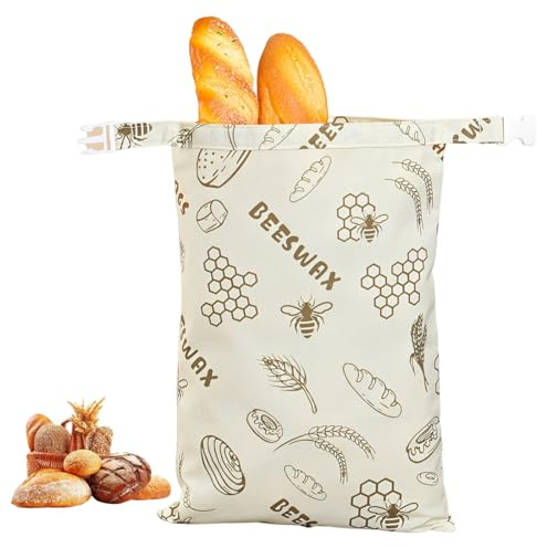 GXGM 1 pieza de bolsas de pan reutilizables de cera de abeja, algodón y lino, mantienen el pan fresco, capacidad amplia, aptas para el congelador, ecológicas