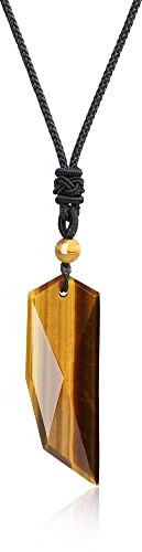 COAI Geschenkideen Spitzer Anhänger aus Gelbem Tigerauge Amulett Halskette für Damen und Herren