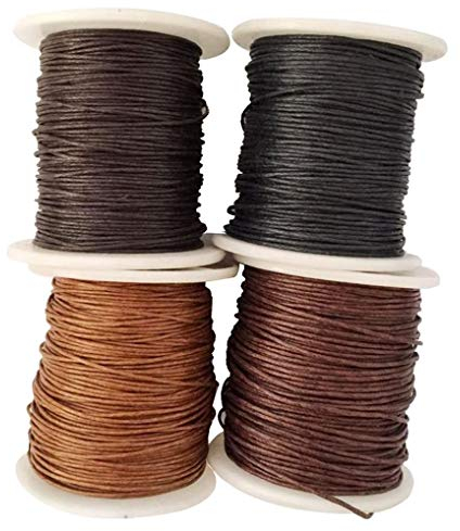 Yourandoll 4 Rollen Gewachst Baumwollschnur Wachsband Baumwollkordel 1MM * 80M für DIY Armband Halskette Schmuckherstellung (Farbe 2)