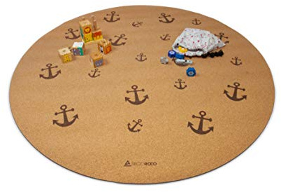 Secoroco Spielmatte aus Kork. Schadstofffreie Krabbelmatte für Babys und Kinder. Anker rund