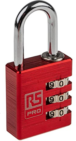 RS PRO Aluminium Zahlenschloss, Kombinationsschloss Rot, Bügel-Ø 5mm x 26mm
