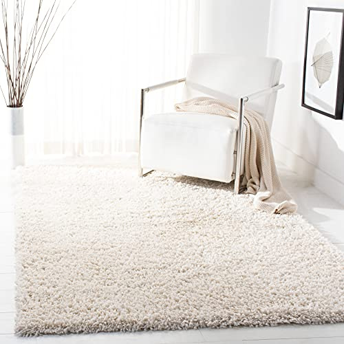 SAFAVIEH August Shag Rug 4'x6', Soft Plush Modern Ivory AUG200C
