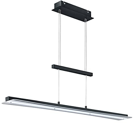 Reality Leuchten LED Pendelleuchte Smash R32421132, Metall Schwarz matt, Glas weiß satniert oder klar, inkl. 18 Watt LED, 4 fach Touch
