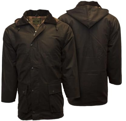 Walker and Hawkes Wax Unpadded Benson Jacket for Men - Lightweight Wind- and Waterproof Canvas Jacket, Premium Waxed Cotton, Brown - Small