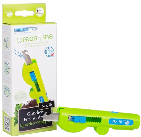 WEICON TOOLS Quadro-Entmanteler No. 16 Green Line, 8, 0-13, mm, Rundschnitt, Längsschnitt, Abisolieren & Schneiden, Grün