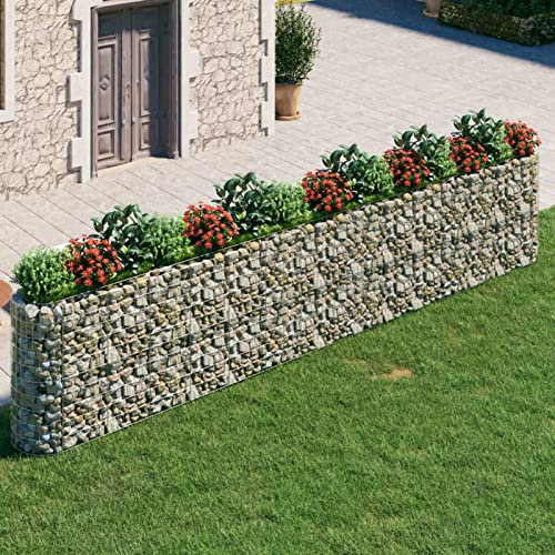 ZEYUAN Gabionen-Hochbeet, Kräuterspirale, Hochbeet Im Garten, Pflanzkübel, Pflanzsteine, Verzinktes Eisen 540x50x100 cm