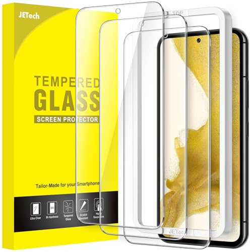 JETech Protection D'écran pour Samsung Galaxy S22 5G 6,1 Pouces, Film en Verre Trempé avec Outil d'Installation Facile, Compatible Empreinte Digitale ID, HD Transparent, Lot de 3