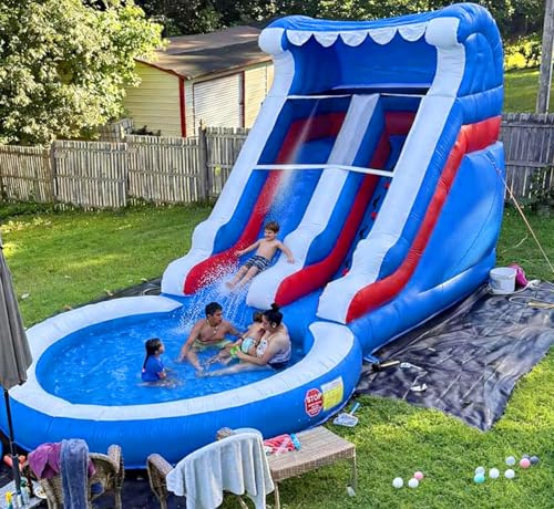 Okayego 24FT(L) Commercial Grade Water Slide for Kids Adults, (Heavy Duty Full PVC) (Big Airtight Water Pool), Inflatable Waterslide for Backyard, Ocean Outdoor Slide Park, 24x13x12ft